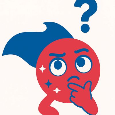 red and blue superhero character looking puzzled