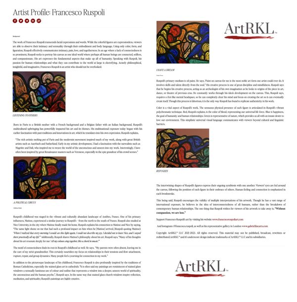 ArtRKL Artist Profile Flyer with painting details 