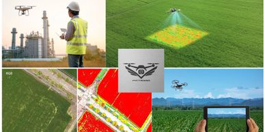 Drones and technology used for precision agriculture and industrial monitoring.