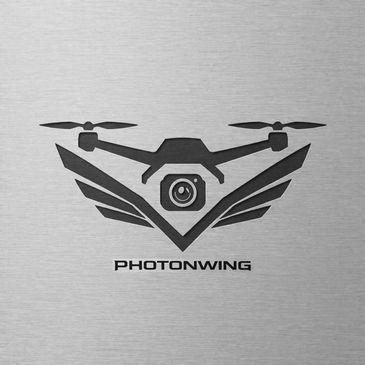 Monochrome logo of a drone with wings and camera, labeled 'PHOTONWING'.