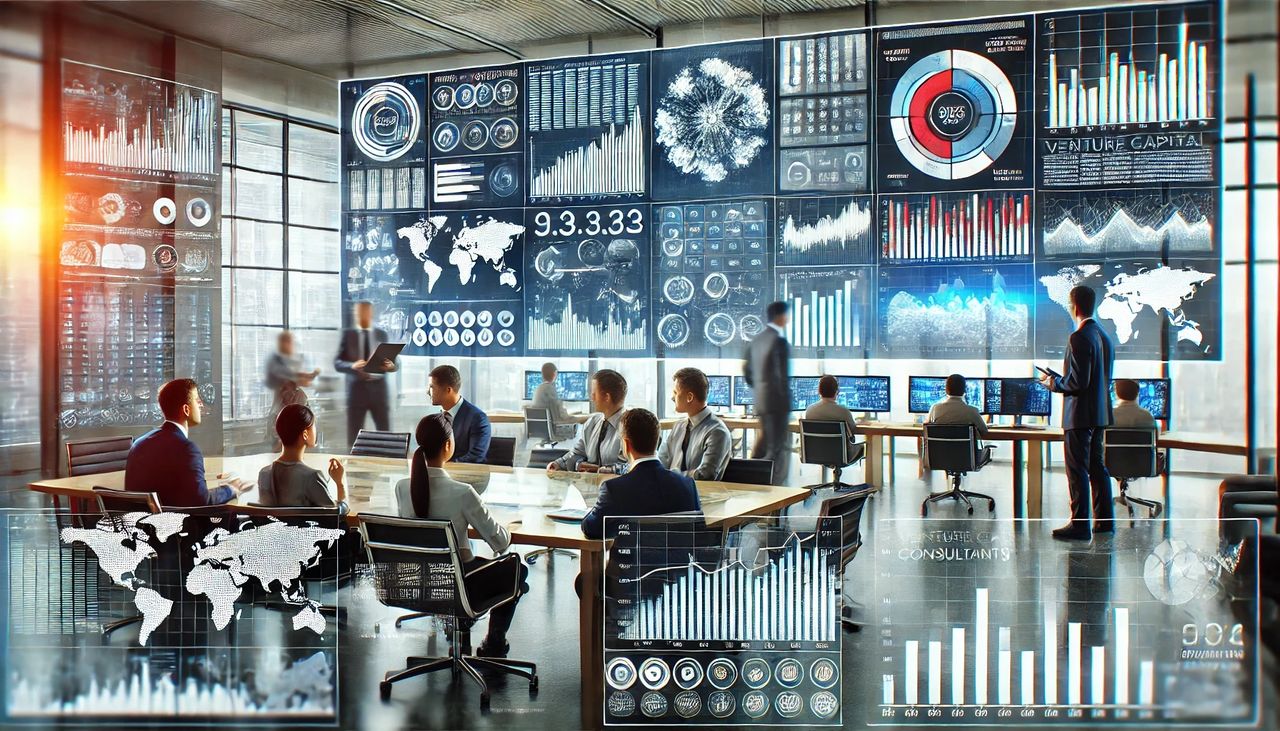 Venture Capital Consultants reviewing data analytics Venture Capital Consultants reviewing data analytics