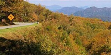 Picture from Blue Ridge Parkway showing mountains of Western North Carolina near Brookside Cottages