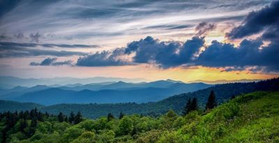 Sunset picture from the Blue Ridge Parkway near Brookside Cottages Vacation Rentals in Waynesville.