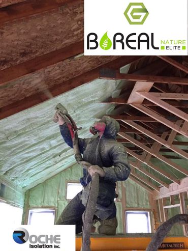 Spécialiste qui isole un plafond au polyuréthane giclé