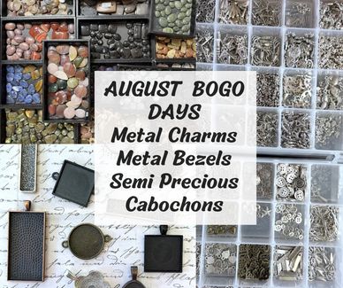 knot just beads
BOGO sale
buy one get one free
semi precious cabochons
metal charms
bezel frames