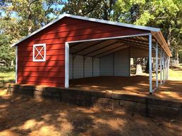 24x31x7 Texwin Red loafing shed for storage and animals to shelter from weather.