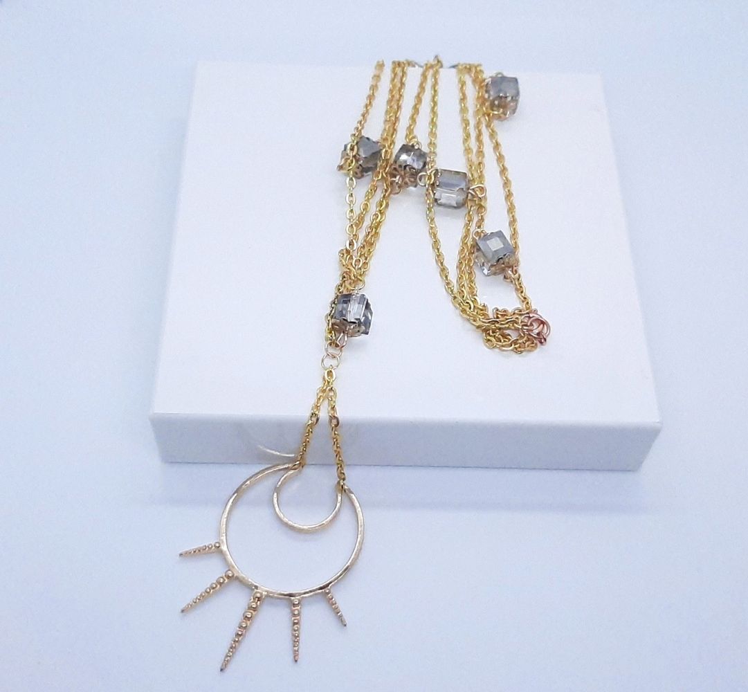 Spiked Pendant Gold Necklace