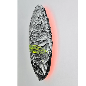 Shadow light II - Acier régulier, acier, résine et acrylique sur bois - 16 X 10 X 1 pouces - 2025 -