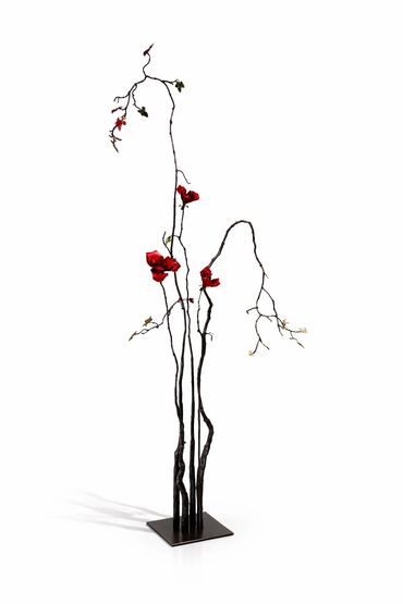 sculpture d'arbre acier jeff alarie fleur delicate cherry blossom art