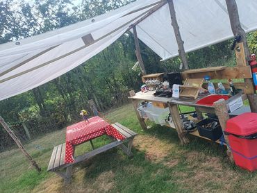 Private kitchen at egg plum bell tent