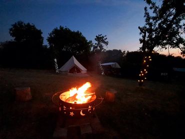 firepit at egg plum bell tent