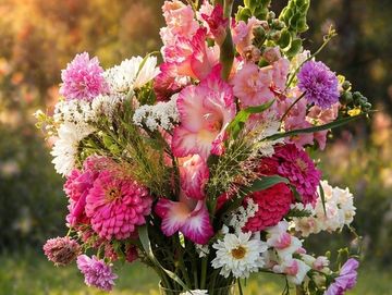 A vibrant bouquet of mixed flowers.