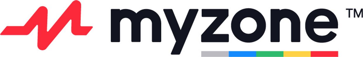 Myzone logo with colored bars.
