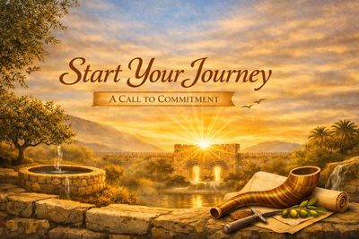 Scenic sunrise with a call to start your journey and commitment.