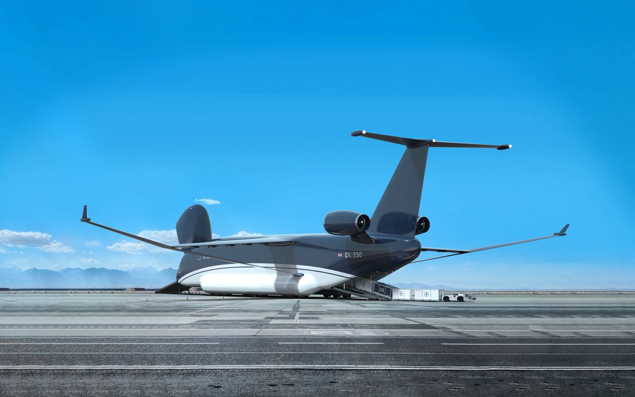 Droneliner DL350 aircraft - dual engine cargo drone  plane loading for airfreight