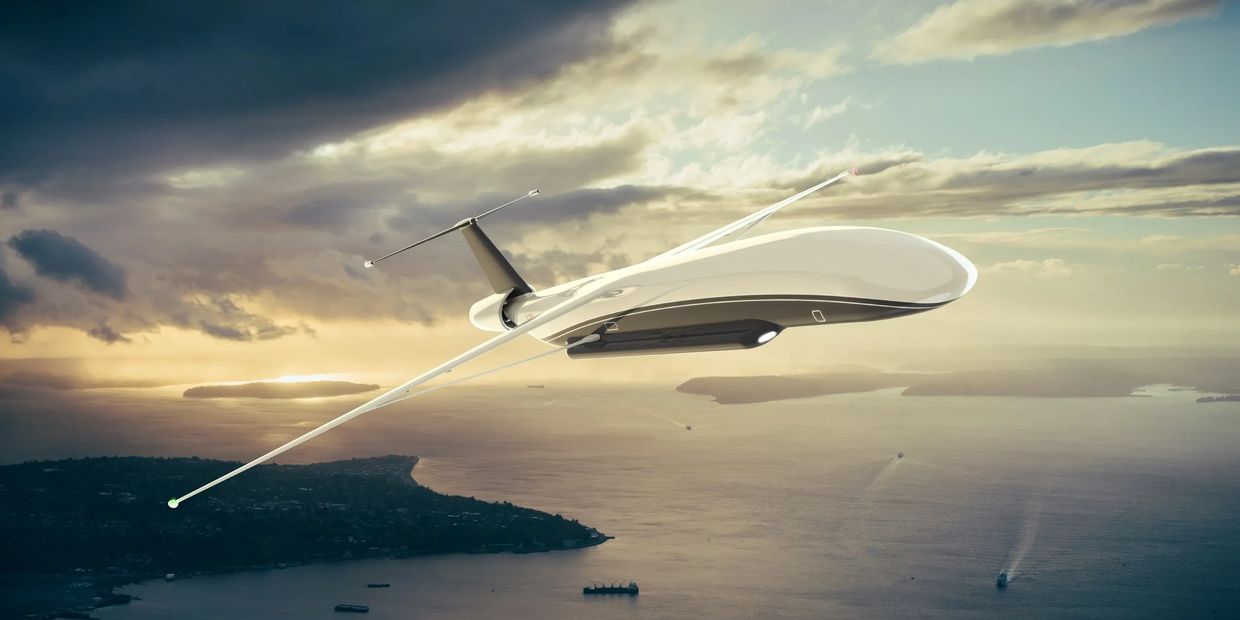 Droneliner in flight - Future autonomous airfreight high capacity cargo drone