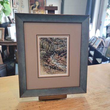 custom framed art print with wide double mat and Bella wood frame