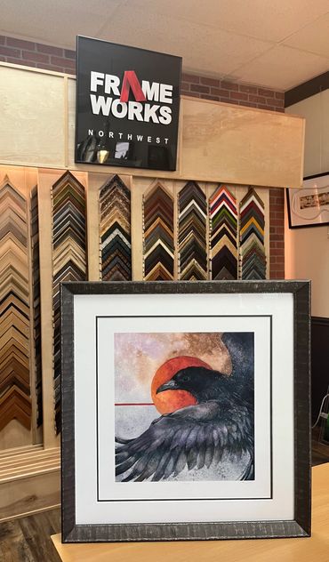 custom framed bird artwork with double mat