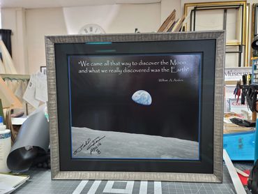 custom framed moon photograph with dark mat