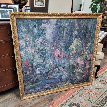 Large original oil painting on canvas painting custom framed with gold frame