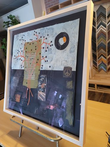 Original canvas painting raised float custom framed