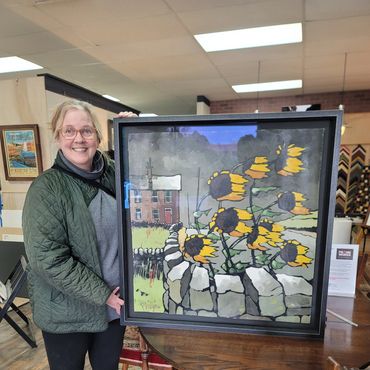 Original canvas painting custom framed with float frame