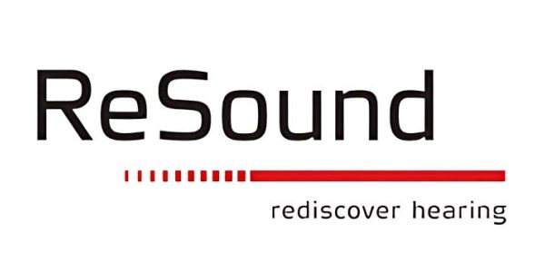Logo of ReSound with tagline rediscover hearing.