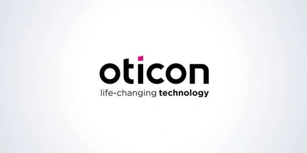 Oticon logo with tagline about technology.