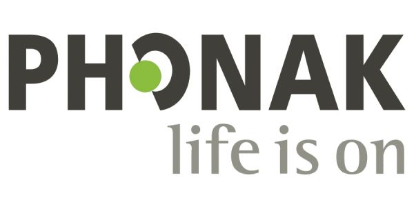 Phonak logo with the slogan 'life is on'.