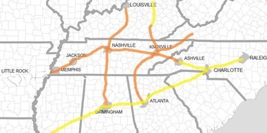 Mid-South Express High Speed Rail Map