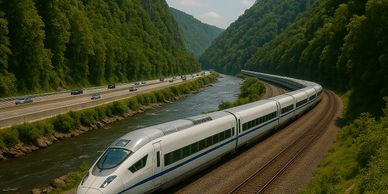 High speed rail system traveling from NC to Tennessee through the river gorge