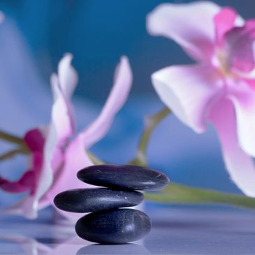 Lotus flowers with stones