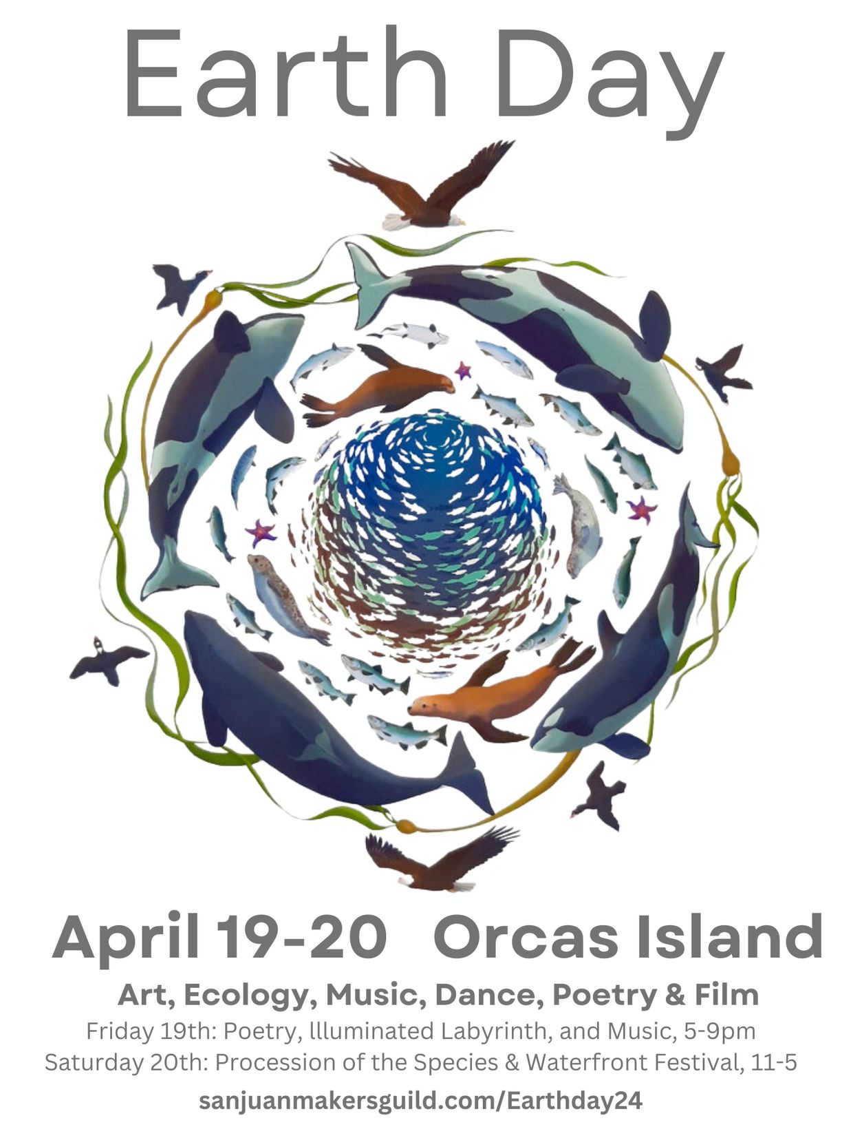 Earth Day event at Orcas Island with art, ecology, music, and more.