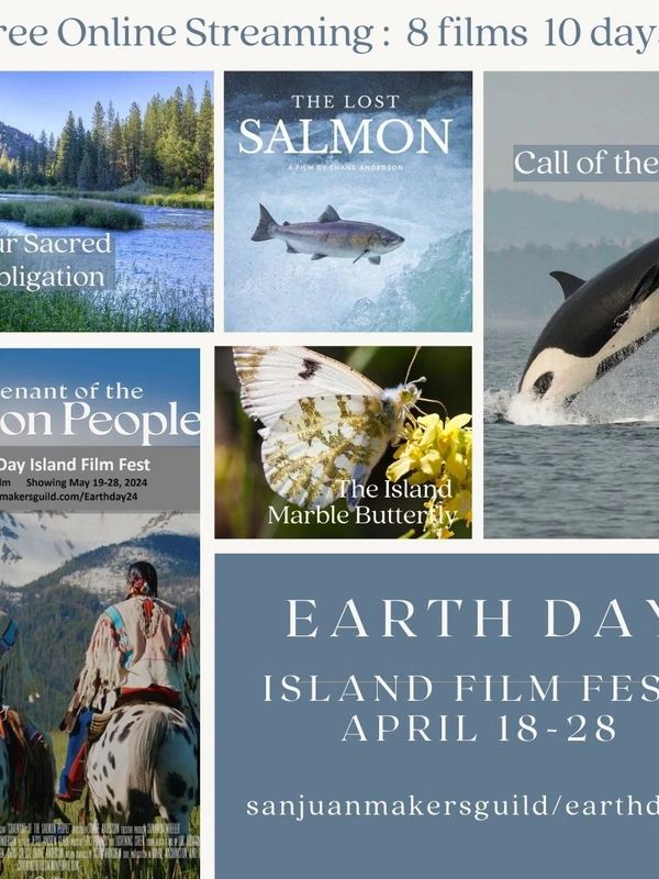 Promotional poster for Earth Day Island Film Fest featuring nature and wildlife films.