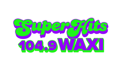 Super Hits 104.9 WAXI green and purple logo