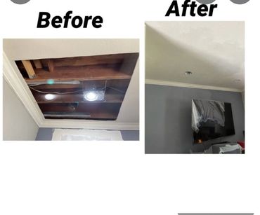Before and after drywall repair