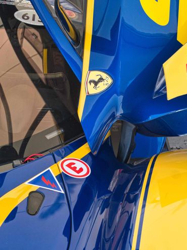 Ferrari Badge detail shot car photography by flash spacey