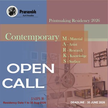 Open call for Printmaking Residency 2026 at Parambh ArtStudio in Jaipur.