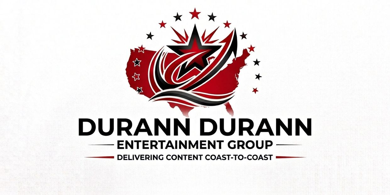 Durann Durann Entertainment Group logo with a US map and star design.