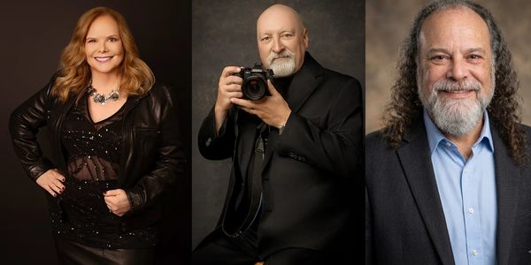Three professional headshots of diverse individuals in formal attire.