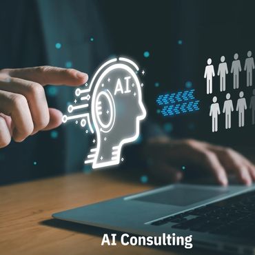 Hand interacting with AI graphic symbolizing digital transformation.