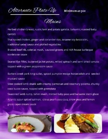 Detailed dinner menu text block