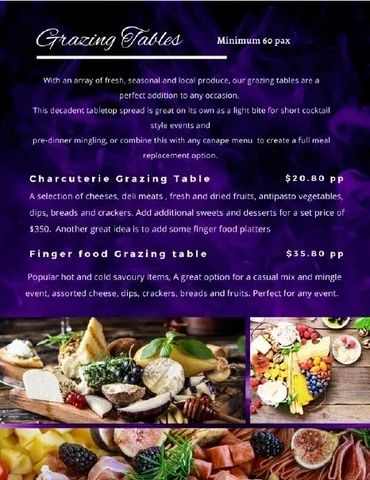 Add-on menu for wedding catering