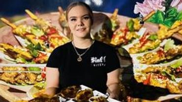 Chef preparing a large buffet