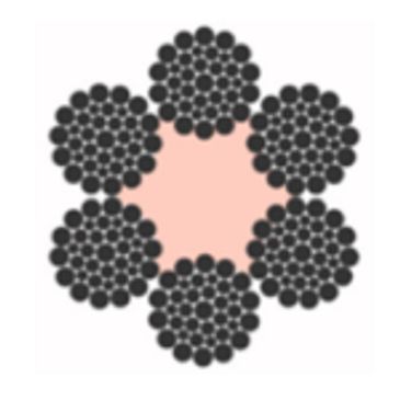 Cross-section of a wire rope showing multiple strands.