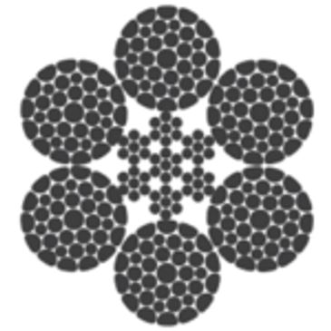 Close-up of wire rope cross-section.