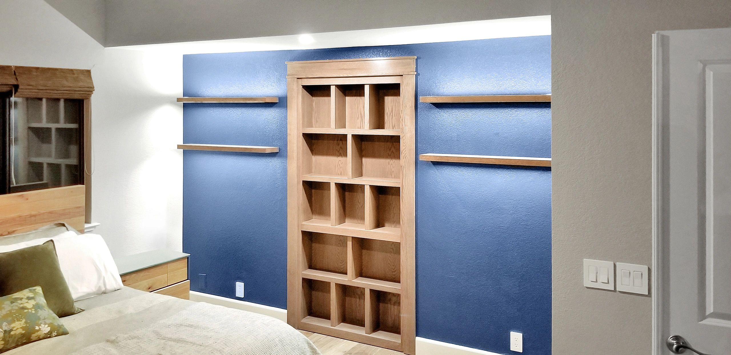 custom built in bookcase with secret door to hidden closet