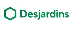 Logo of Desjardins with a green hexagonal symbol.