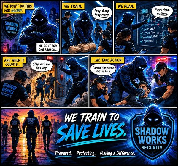 Shadow Works Security trains and plans to save lives with teamwork and preparedness.