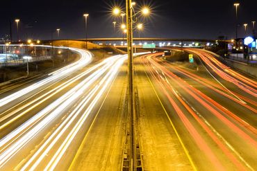 Highway at night long exposure